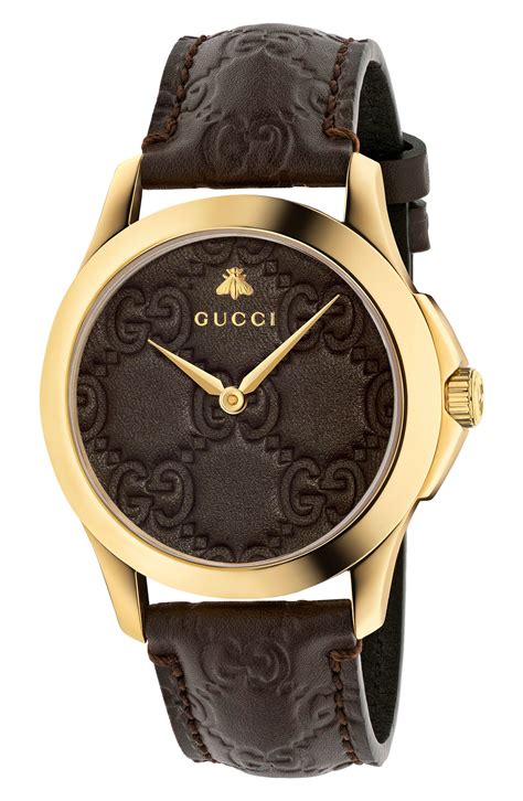 gucci watch men leather|gucci watch with leather band.